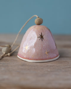 GOLD STAR BELL - WHITE CLAY - PINK GLAZE